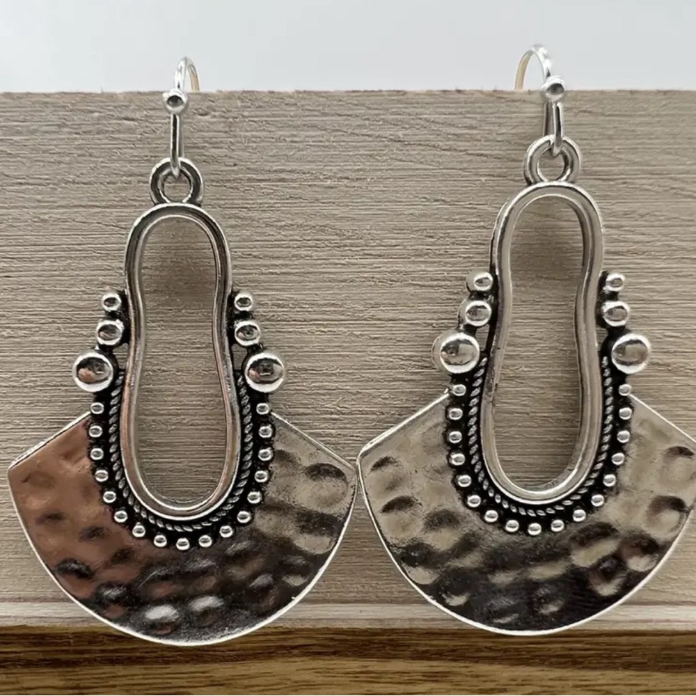 Fan shape boho style earrings 925‎ plated